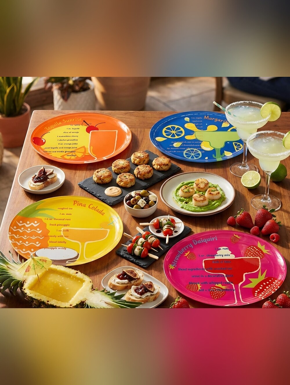 Precidio Mixed Drink Recipe Snack Plate Set of 4 Appetizer Plates